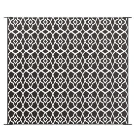 Portable Outdoor Rug Reversible Carpet for RV Camping Black White Clover with Carry Bag 8 x 10