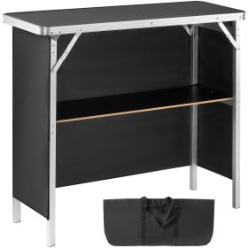 Folding Portable Bar Table, Tradeshow Podium Table for Indoor, Outdoor, Party, Picnic, Exhibition, Includes Carrying Case