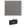 Portable Outdoor Rug Reversible Carpet for RV Camping Black White Clover with Carry Bag 8 x 10