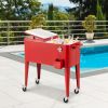 1PC Red Portable Outdoor Patio Cooler Cart