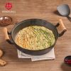 WANGYUANJI 11.8"Pancake Griddle with Wooden Handle, Cast Iron Skillet, Uncoated Pan for Home, Thickened Non-Stick Skillet