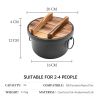WANGYUANJI Cast Iron Dutch Oven with Wooden Lid, Safe and Non-Coatings, Deep Pot For Camping, 7.9" Cast Iron Pot With Handles for Cooking Rice, Soup