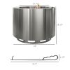 Smokeless Fire Pit, Portable Camping Bonfire Stove with Poker for Backyard Patio Picnic, Stainless Steel, Silver