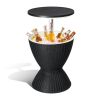Patio Cooler Bar Table With Height-Adjustable